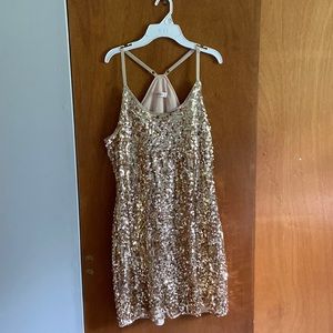 gold sequin dress